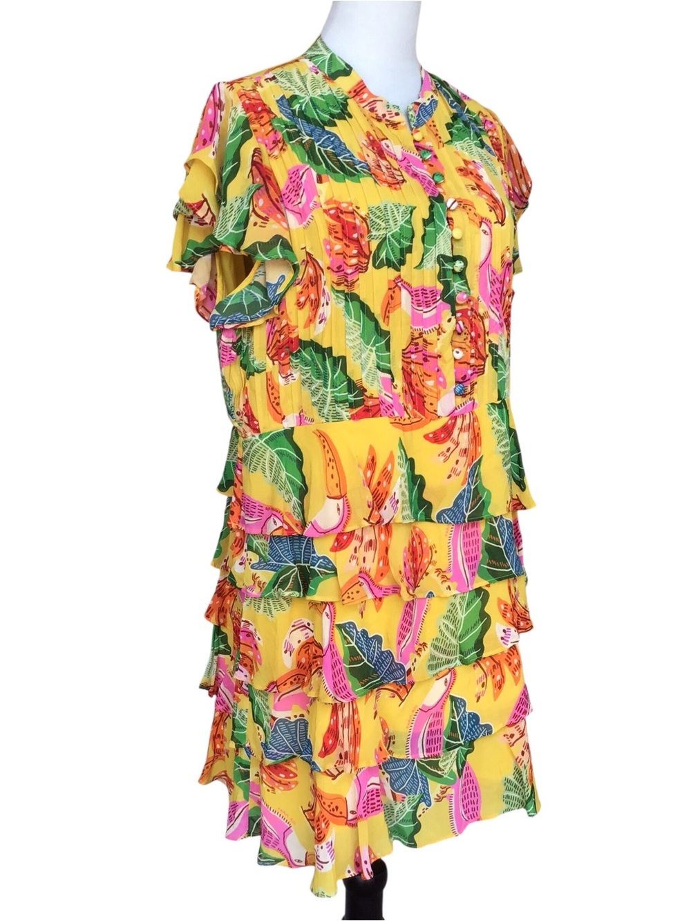 Farm Rio Beaks & Bananas Ruffle Mini Dress NEW - Picture 4 of 16